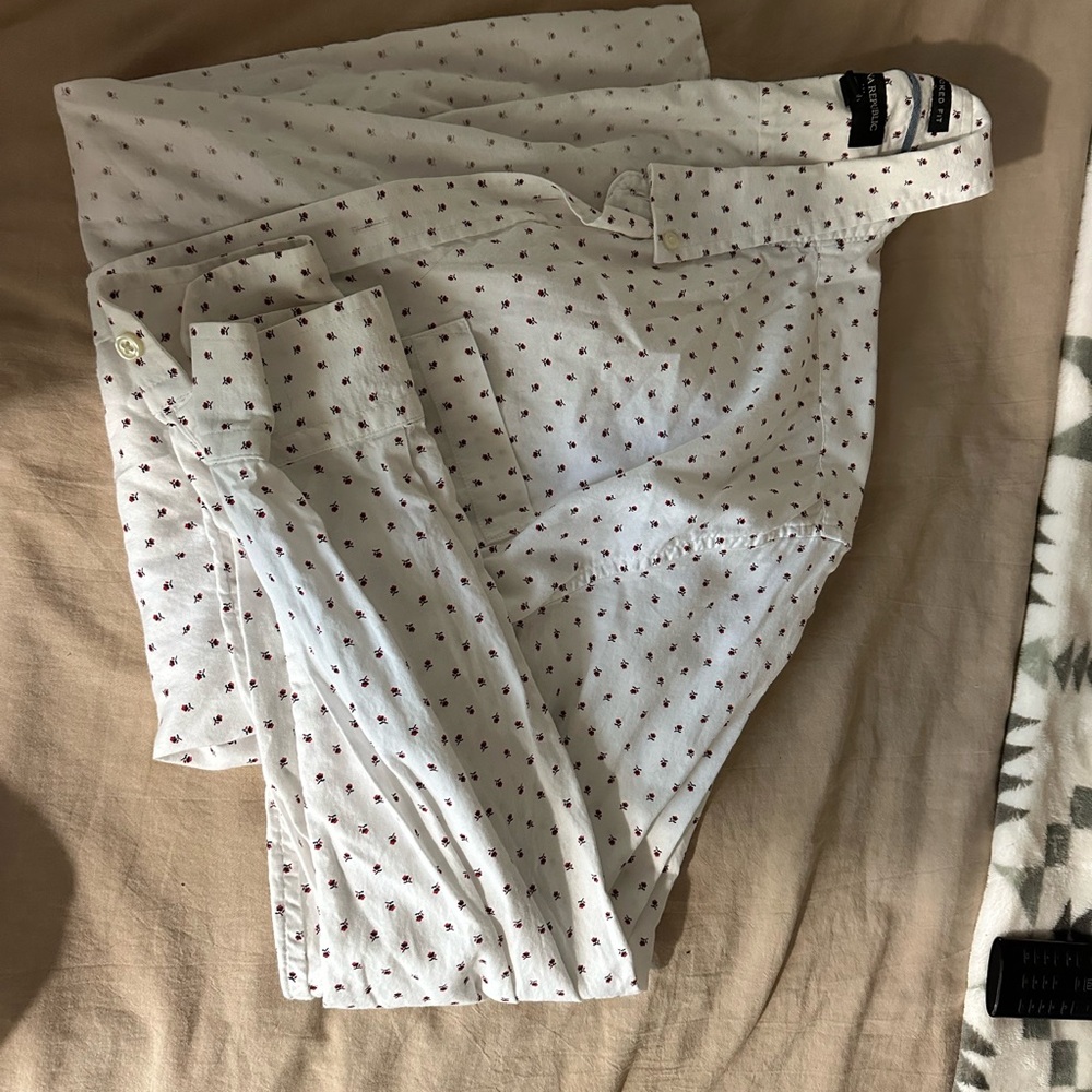 Banana Republic White and Red Dress Shirt
